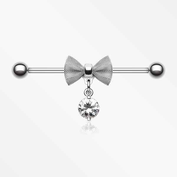Adorable Mesh Bow-Tie Industrial Barbell-Clear