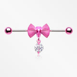 Colorline Adorable Mesh Bow-Tie Industrial Barbell-Pink/Clear
