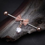 Rose Gold Adorable Mesh Bow-Tie Industrial Barbell-Clear