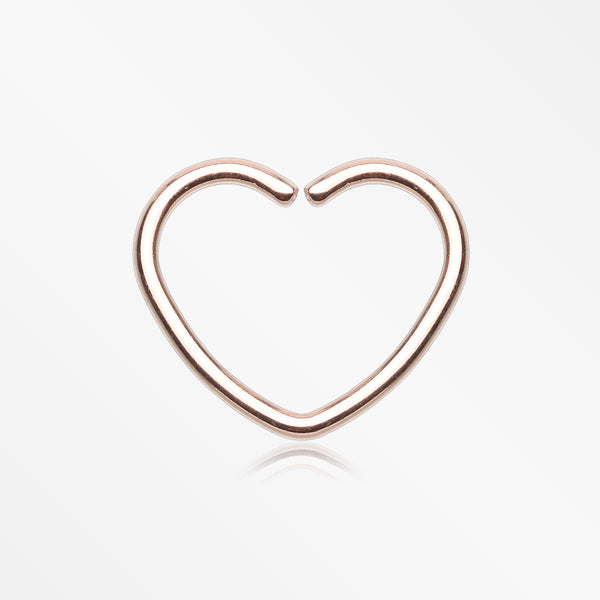Rose Gold Heart Bendable Twist Hoop Ring-Rose Gold