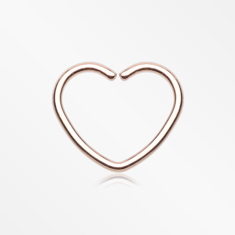 Rose Gold Heart Bendable Twist Hoop Ring-Rose Gold