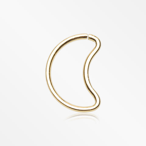 Golden Crescent Moon Bendable Twist Hoop Ring-Gold