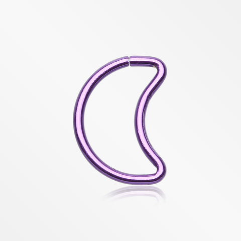 Colorline Crescent Moon Bendable Twist Hoop Ring-Purple