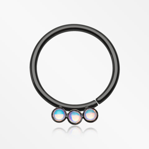 Colorline Iridescent Revo Triple Sparkle Bendable Twist Hoop Ring-Black