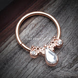 Rose Gold Radiant Kao Teardrop Sparkle Bendable Twist Hoop Ring-Clear