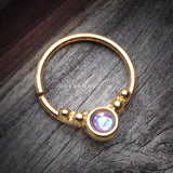 Golden Opalescent Grandiose Bendable Twist Hoop Ring-Purple