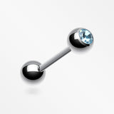 Basic Gem Ball Steel Barbell Tongue Ring-Aqua
