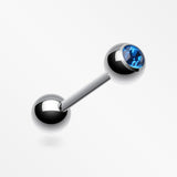 Basic Gem Ball Steel Barbell Tongue Ring-Blue