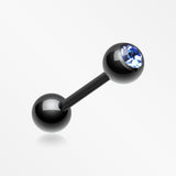 Colorline PVD Basic Gem Ball Barbell Tongue Ring-Black/Blue