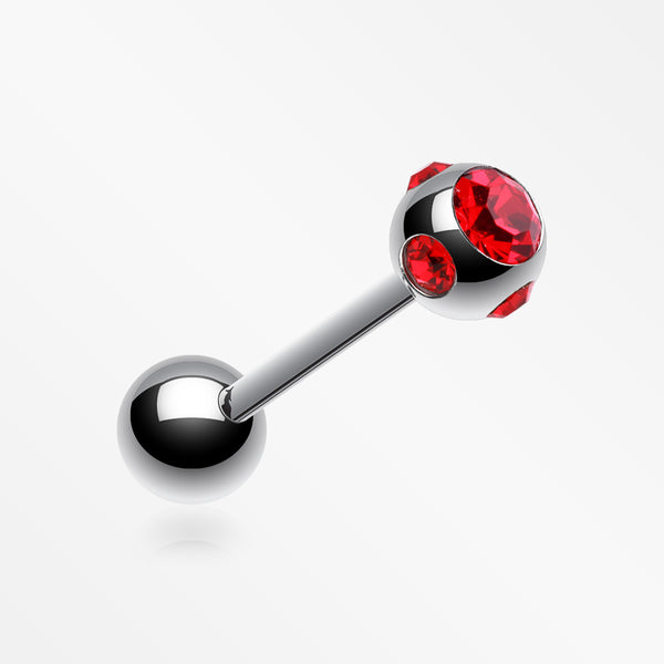 Aurora Gem Ball Steel Barbell Tongue Ring-Red