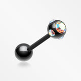 Colorline PVD Aurora Gem Ball Steel Barbell Tongue Ring-Black/Aurora Borealis