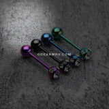 Colorline PVD Aurora Gem Ball Steel Barbell Tongue Ring-Black/Clear