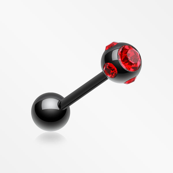 Colorline PVD Aurora Gem Ball Steel Barbell Tongue Ring-Black/Red