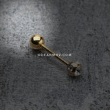 Gold Plated Aurora Gem Ball Steel Barbell Tongue Ring-Clear Gem