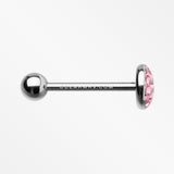 Multi-Gem Sparkle Barbell Tongue Ring-Pink