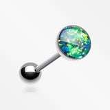 Opal Sparkle Barbell Tongue Ring-Black