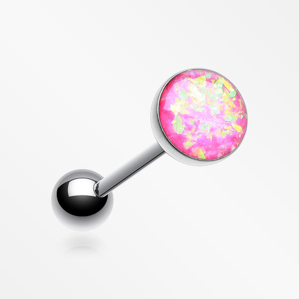 Opal Sparkle Barbell Tongue Ring-Pink