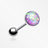 Opal Sparkle Barbell Tongue Ring-Purple
