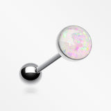 Opal Sparkle Barbell Tongue Ring-White
