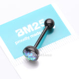 Detail View 3 of Blackline Opalescent Sparkle Barbell Tongue Ring-Black