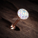 Rose Gold Multi-Gem Sprinkle Dot Sparkle Barbell Tongue Ring-Aurora Borealis