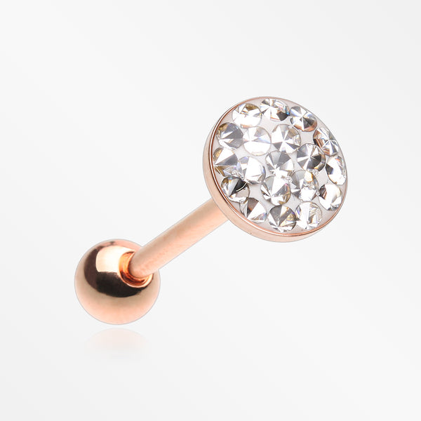 Rose Gold Multi-Gem Sprinkle Dot Sparkle Barbell Tongue Ring-Clear
