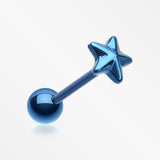 Blackline PVD Nautical Star Top Steel Barbell Tongue Ring-Blue