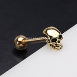 Golden Apocalyptic Skull Steel Barbell Tongue Ring