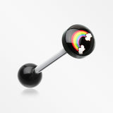 Rainbow Logo Acrylic Barbell Tongue Ring-Black