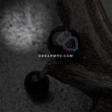 Dreamy Heart Owl Logo Acrylic Barbell Tongue Ring-Black