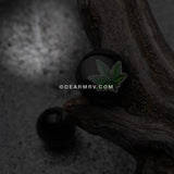Pot Leaf Logo Acrylic Barbell Tongue Ring-Black