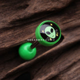 Retro Alien Icon Top Acrylic Barbell Tongue Ring-Green