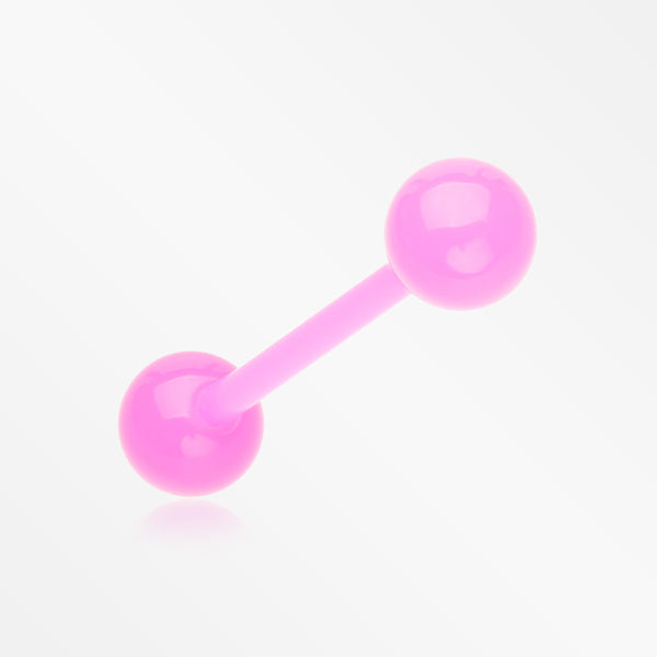 UV Acrylic Flexible Shaft Barbell Tongue Ring-Pink