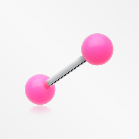 Neon Acrylic Barbell Tongue Ring-Pink
