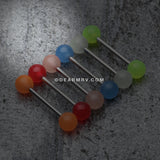 Glow in the Dark UV Acrylic Barbell Tongue Ring-White