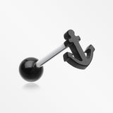 Classic Anchor Acrylic Barbell Tongue Ring-Black