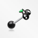 Adorable Cherry Acrylic Top Barbell Tongue Ring-Black