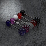 Dice Acrylic Top Barbell Tongue Ring-Blue