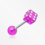 Dice Acrylic Top Barbell Tongue Ring-Purple