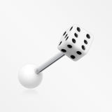 Dice Acrylic Top Barbell Tongue Ring-White