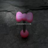 Cutesy Bow-Tie Acrylic Barbell Tongue Ring-Pink