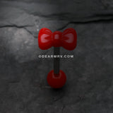 Cutesy Bow-Tie Acrylic Barbell Tongue Ring-Red