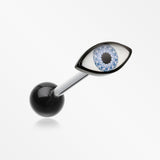 The Evil Eye Acrylic Barbell Tongue Ring-Blue/Aqua
