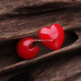 Adorable Puffy Heart Acrylic Top Barbell Tongue Ring-Red