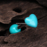 Adorable Puffy Heart Acrylic Top Barbell Tongue Ring-Teal