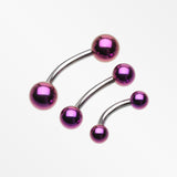 Colorline PVD Ball Top Steel Curved Barbell Ring-Purple