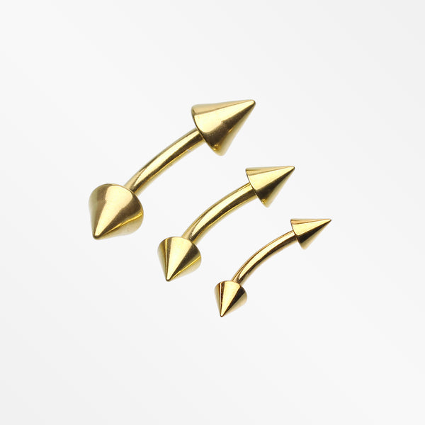 Gold Plated Spike Curved Barbell Ring-Gold