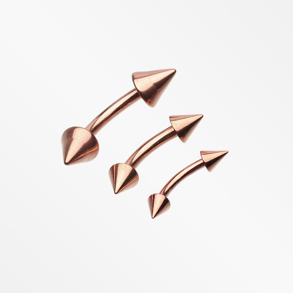 Rose Gold Plated Spike Curved Barbell Ring-Rose Gold