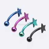 Colorline PVD Star Curved Barbell Eyebrow Ring-Blue