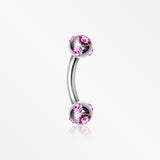 Aurora Gem Ball Curved Barbell Eyebrow Ring-Pink
